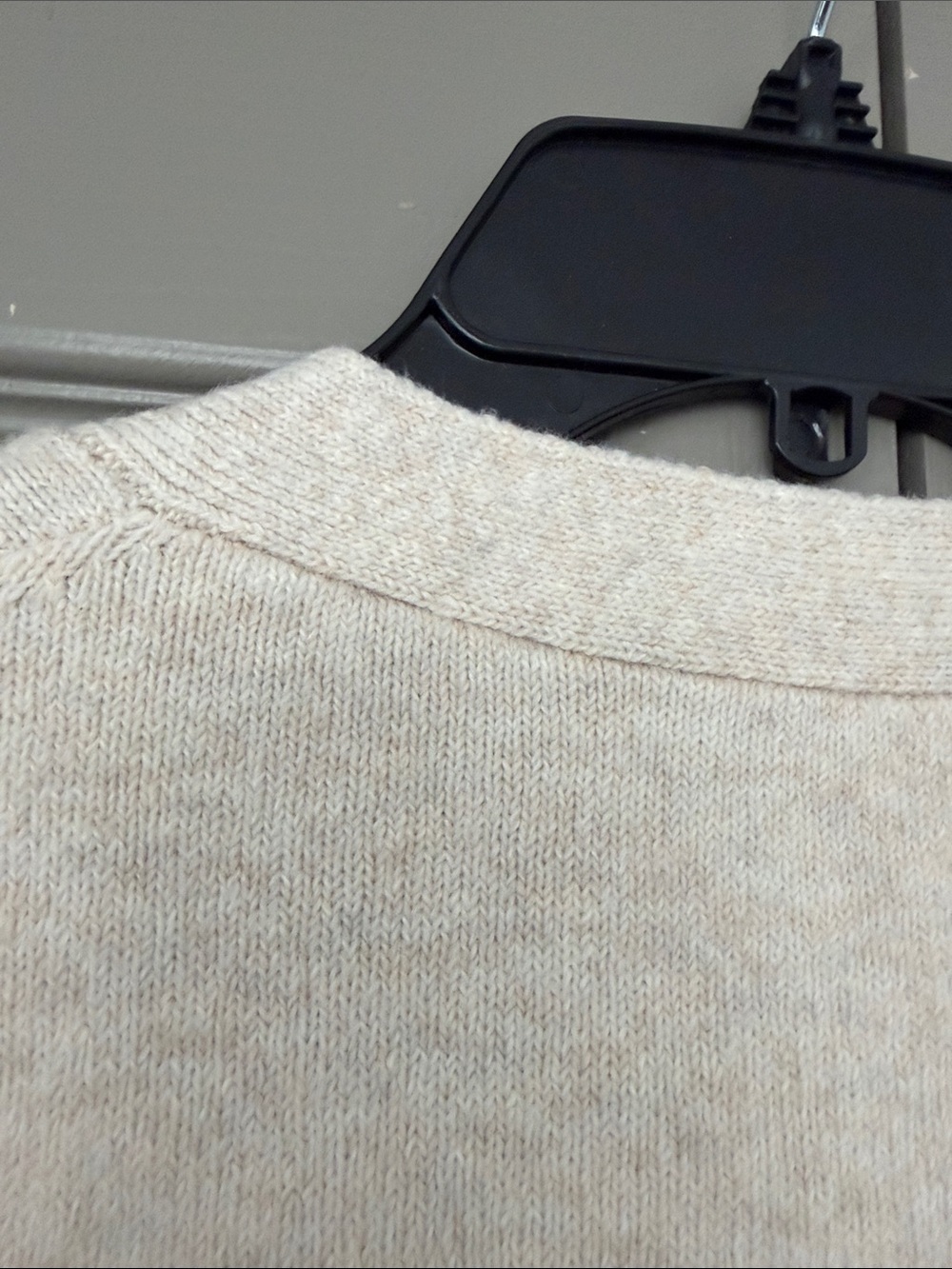 LOFT Oatmeal Button-Front V-Neck Cardigan Sweater - Picture 8 of 10